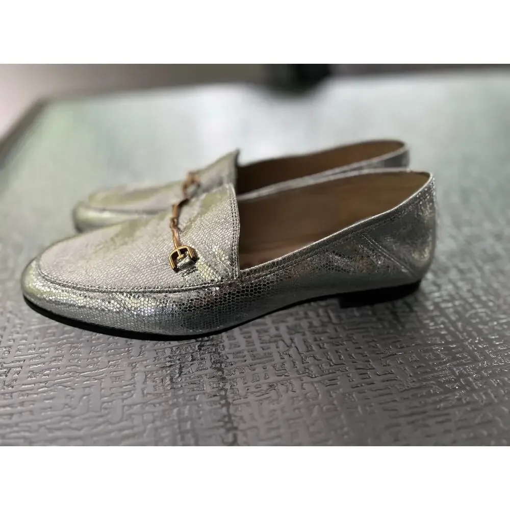 Sam Edelman Loraine Bit Loafers Metallic Silver Gold Hardware Size